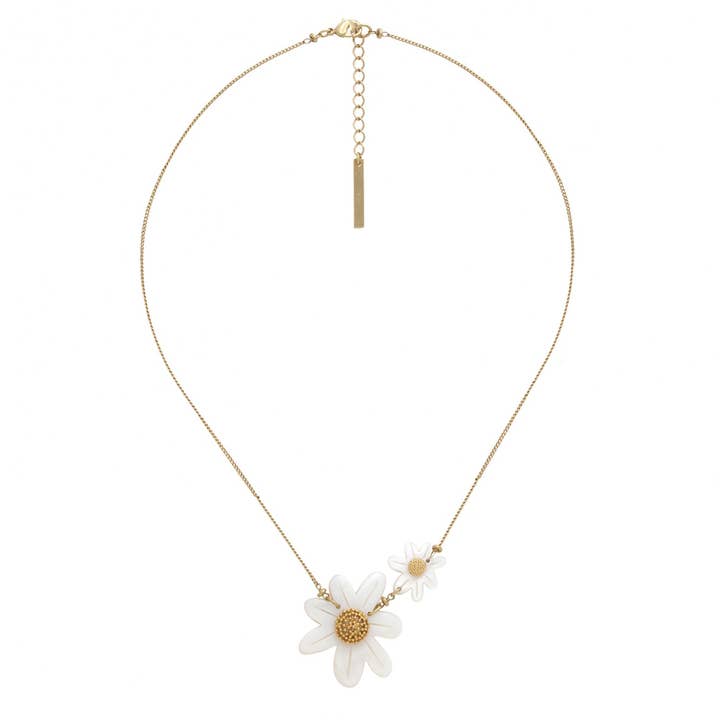 Blommor för tillfället-Marguerite halsband 2 blommor vit pärlemor för wholesale av Franck Herval