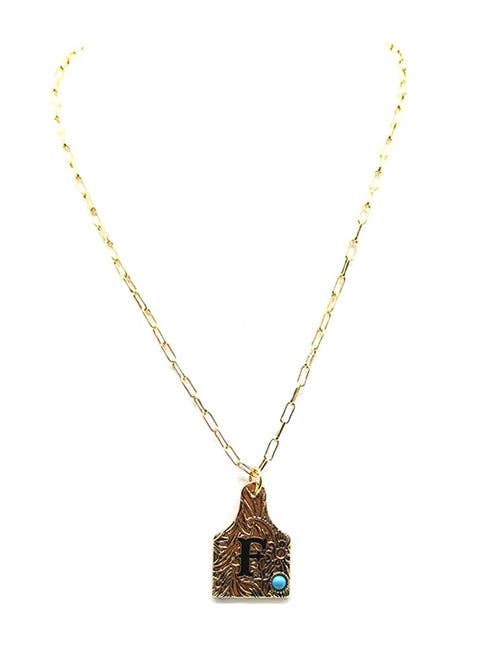 Snowing West - Wholesale Pendant/Charm Necklace - Western Cattle Tag Initial Necklace5
