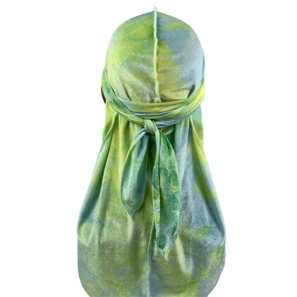 Green Tie Dye Velvet Durag för wholesale av Taelor Boutique