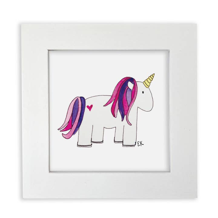 Unicorn 4 x 4" Framed Art Print for wholesale by Eileen Graphics