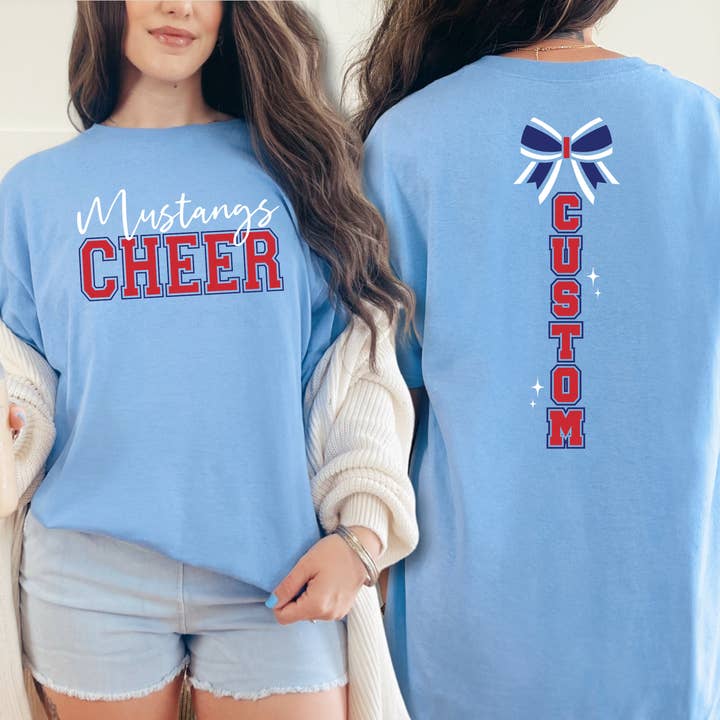 Daydreamer Designs - Wholesale Screen Printed T-Shirt - Women's - Custom Mascot Cheer Bow Tee1