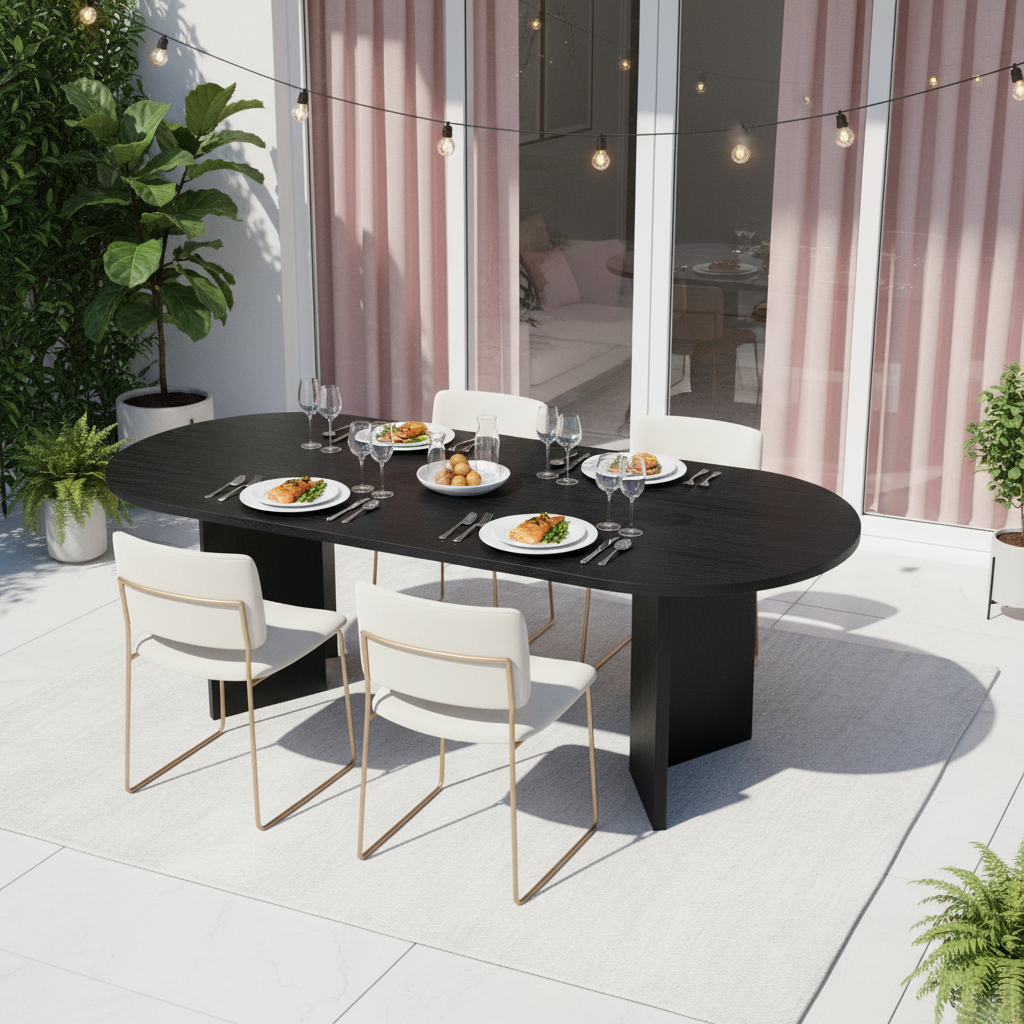 Black Mid-Century Modern Wood Dining Table for Kitchen&Living Room for wholesale on Faire4