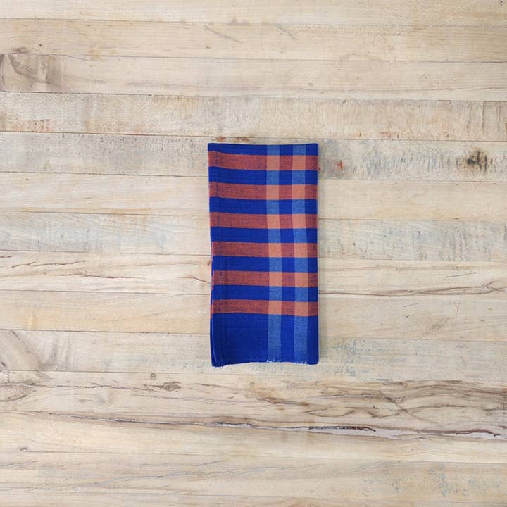 All Roads - Wholesale Dinner & Cloth Napkin - Grid Napkin Pair - Cobalt