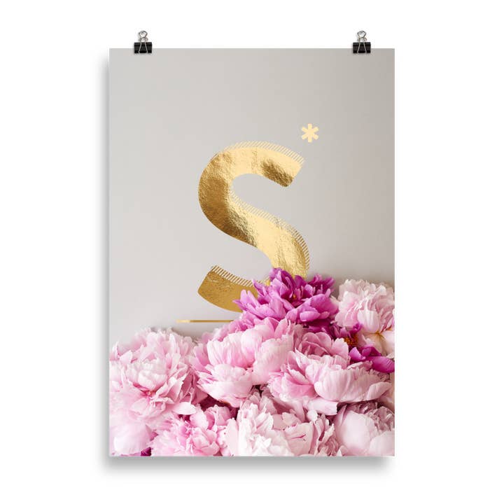 Pivoines ABC | lettre S light pour la vente par HEARTMADE Prints