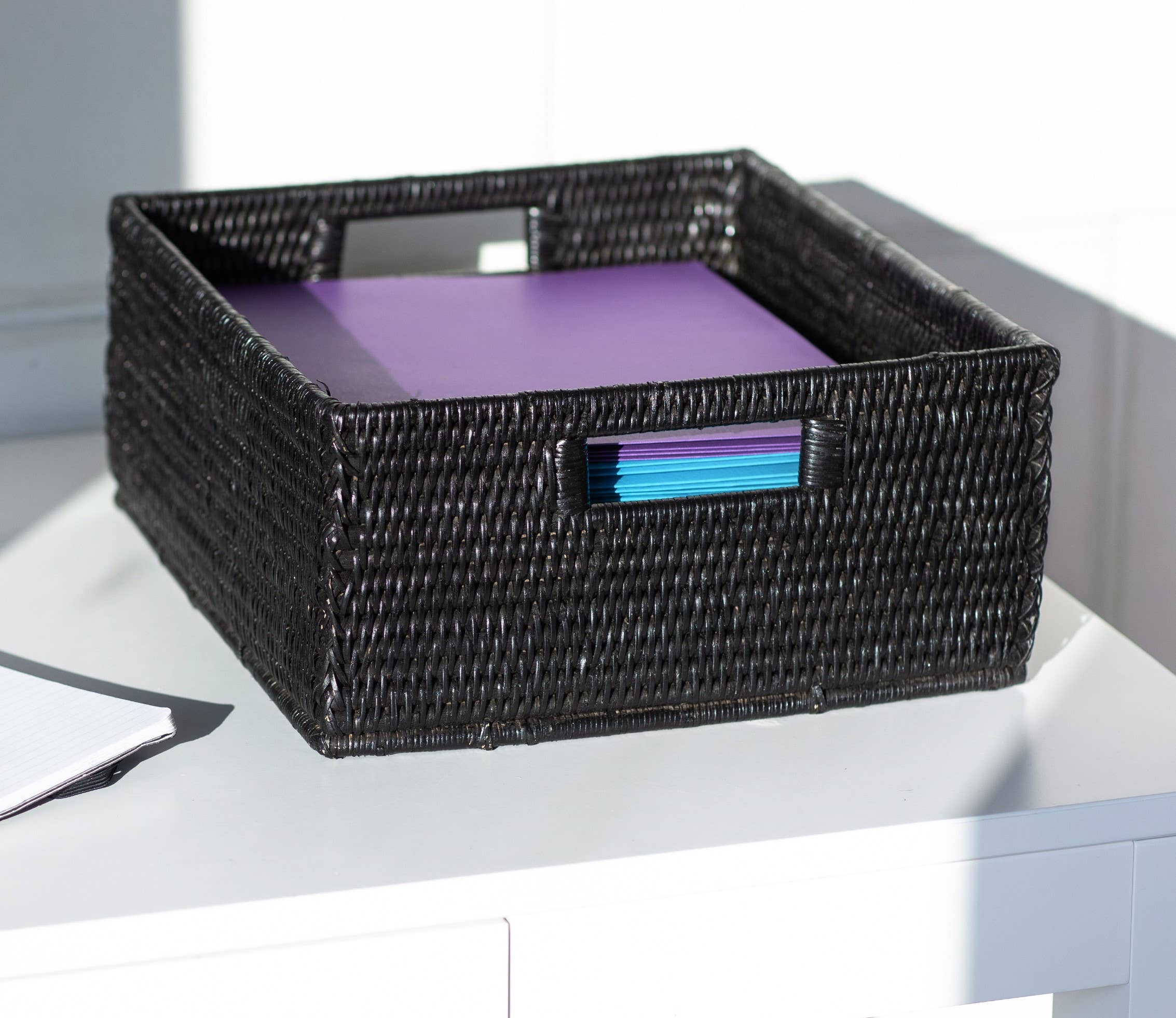 Artifacts Trading Company - Vendita all'ingrosso Cestini - Cesto rettangolare in rattan con maniglie ritagliate4