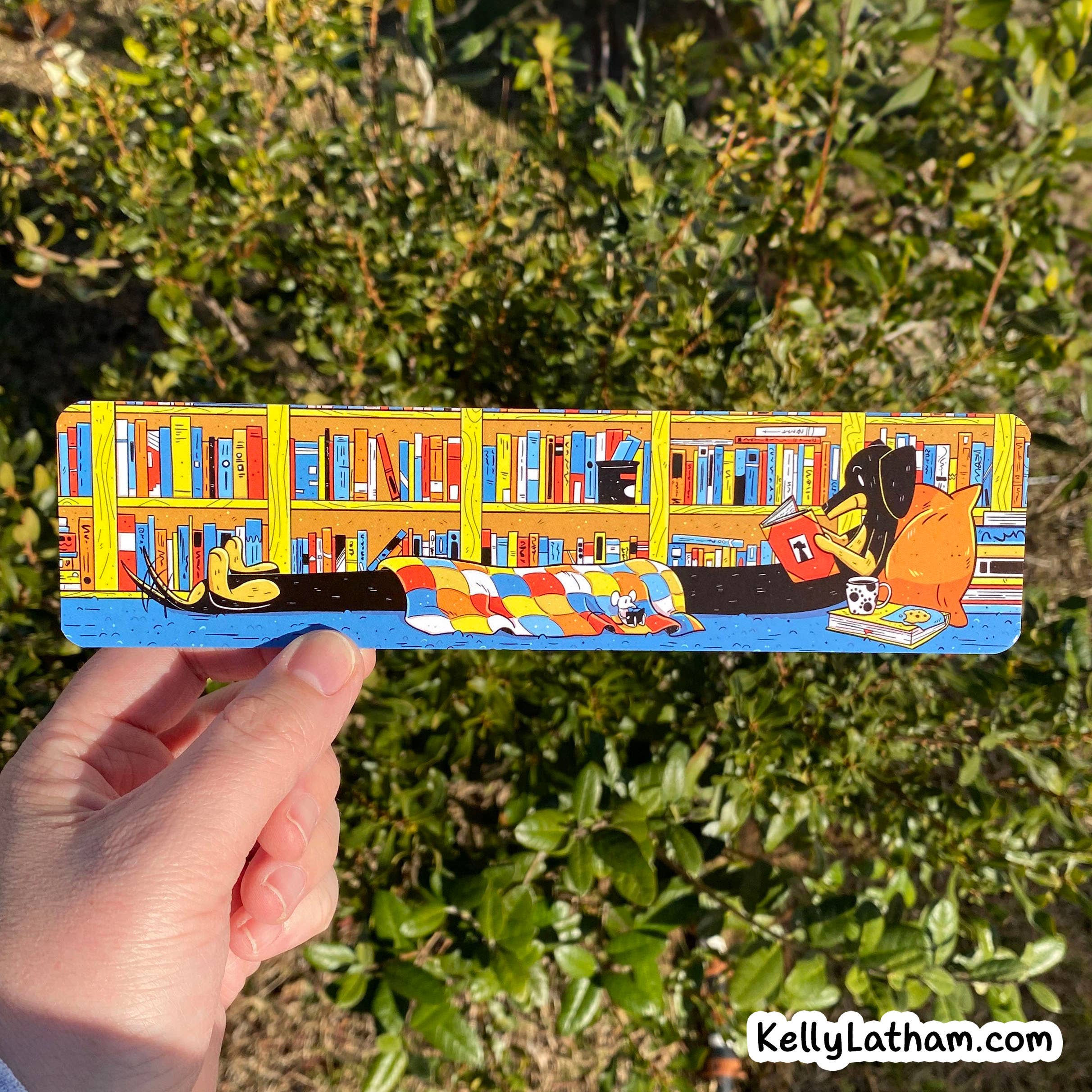 Kelly Latham Art - Wholesale Bookmark - Dog Reading Bookmark - Dachshund Cute Bookstore Gift Puppy3