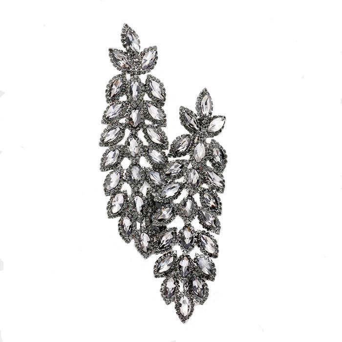 Oversized Crystal Rhinestone Marquise Evening Earrings for wholesale by Madeline Love