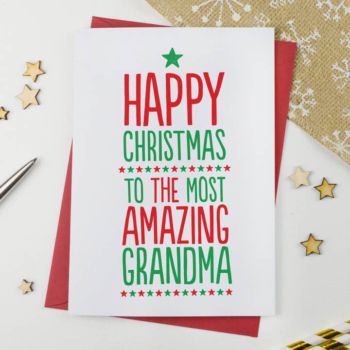 Amazing Grandma Christmas Card for wholesale by A is for Alphabet Ltd