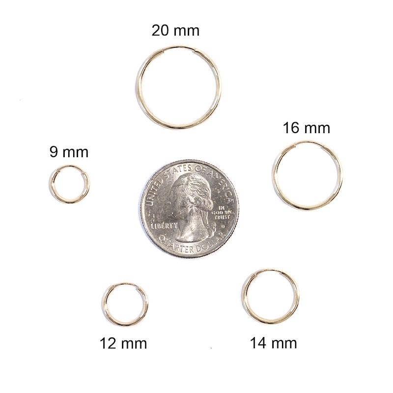 Danae - Venta al por mayor Pendientes de aro - Aros sin fin de oro 9-20 mm2