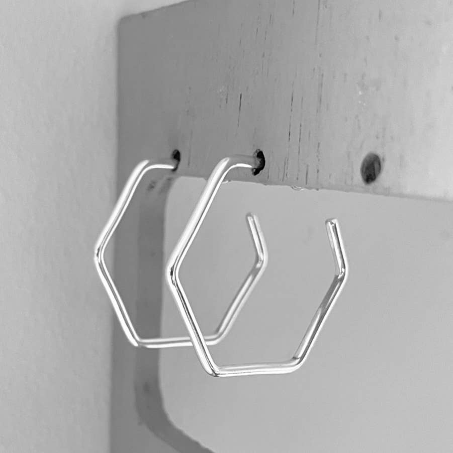 Verve Jewellery – wholesale Hoop earrings – Hexagon hoop earrings sterling silver3