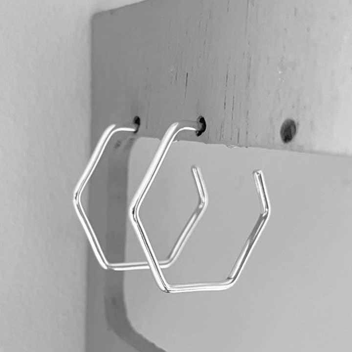 Verve Jewellery – wholesale Hoop earrings – Hexagon hoop earrings sterling silver3