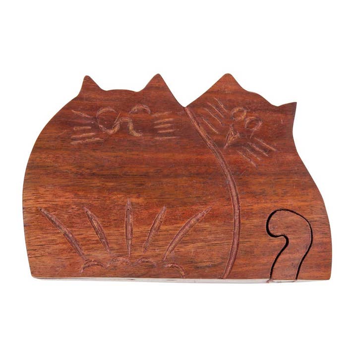 Twin Kitties Puzzle Box * for wholesale by Ten Thousand Villages