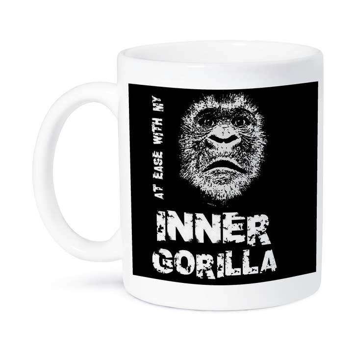 3dRose - Wholesale Coffee Mug - 3dRose, Gorilla portrait with At Ease With My Inner Gorilla text, Mug8
