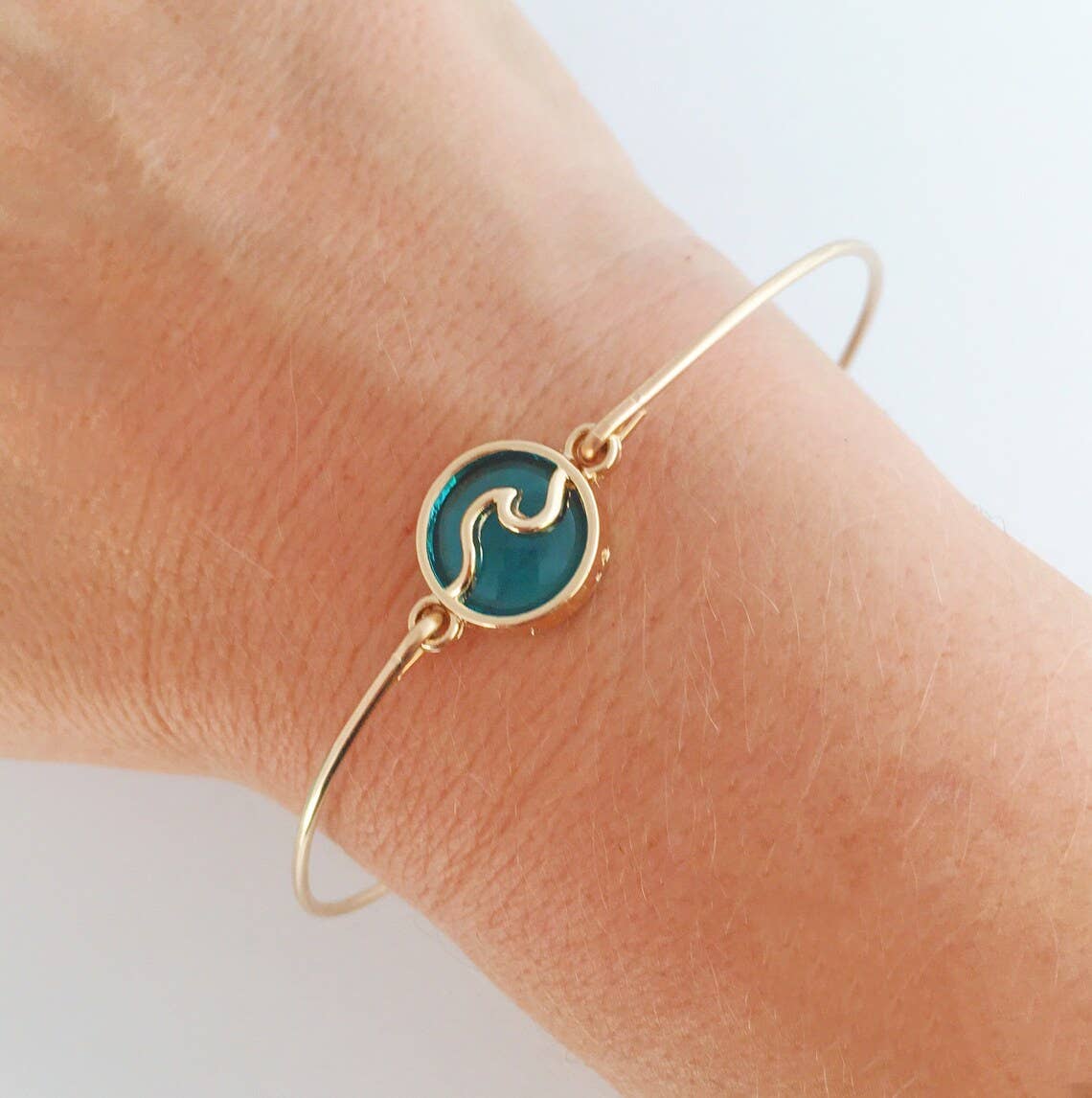 Frosted Willow - Wholesale Bangle Bracelet - Sea Wave Bracelet, Blue Bangle, Ocean Wave Jewelry1