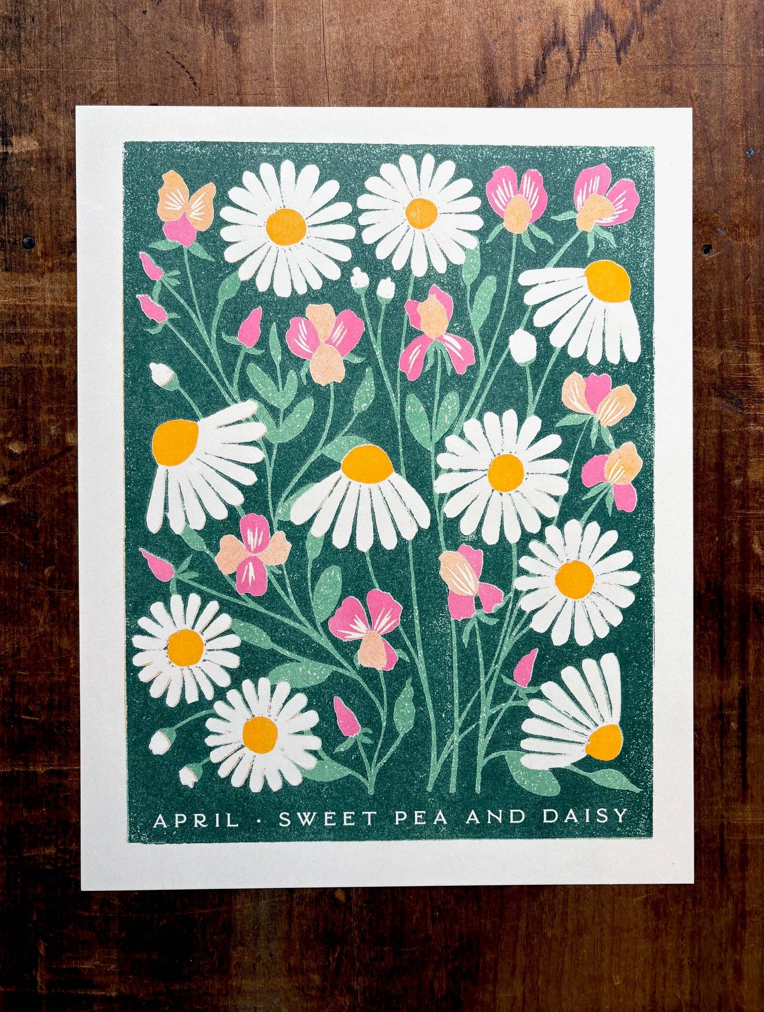 Katharine Watson – wholesale Art print – Birth Month Flowers Risograph Print: April0
