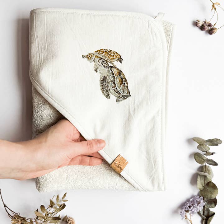 Baby hættehåndklæde skildpadde - 100% bomuld for engroshandel hos MiniDei