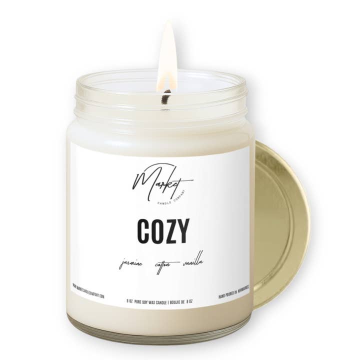 Market Candle Company - Wholesale Jar/Filled Candle - COZY SOY CANDLE- WHITE LABEL0