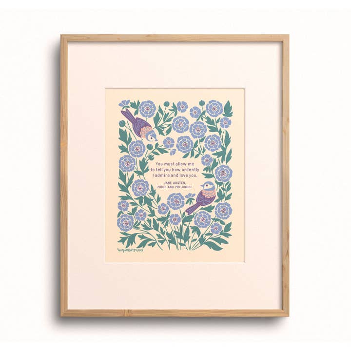 Nuthatch Studio - Wholesale Art Print - I Admire & Love You: Jane Austen Regency Romance Art Print