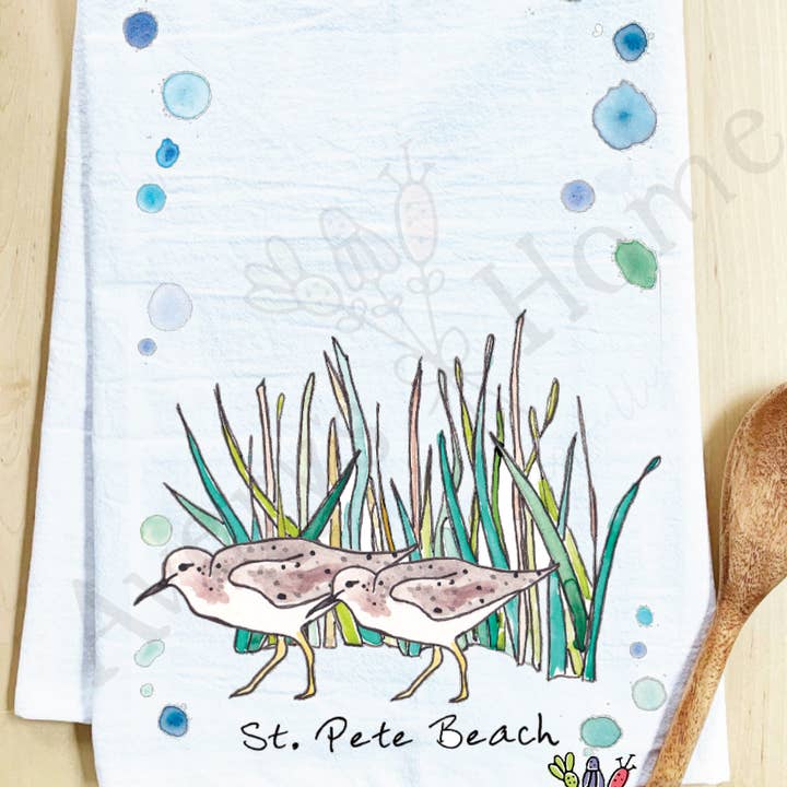 Avery's Home - Wholesale Tea Towel - Sandpipers with Beach Grass Bird Customizable Tea Towel4