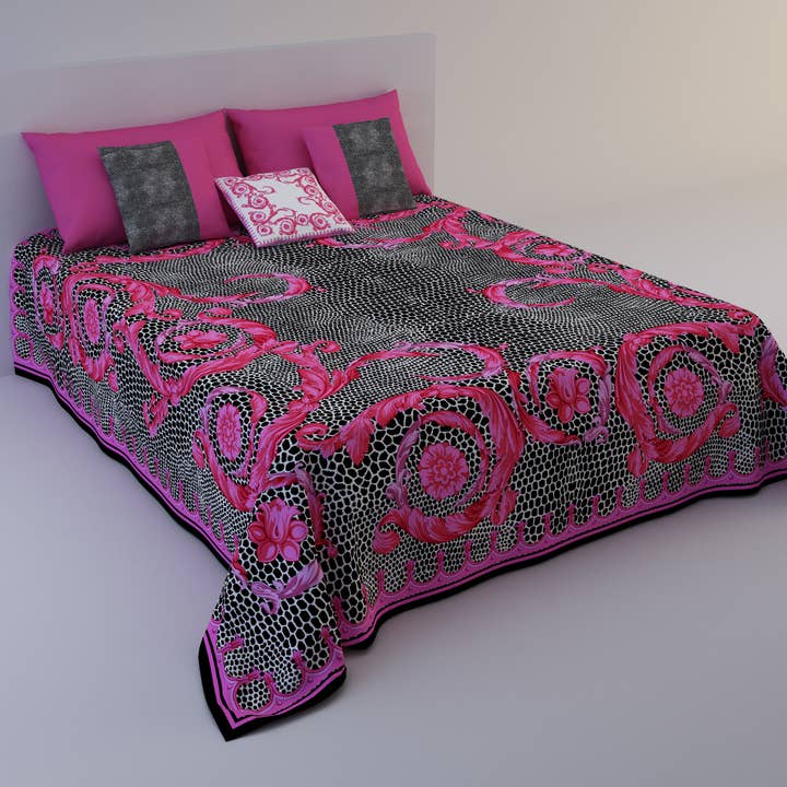 Colcha luxuosa e elegante de cetim 100% algodão na cor fúcsia por atacado de Roberta Netti Home Design