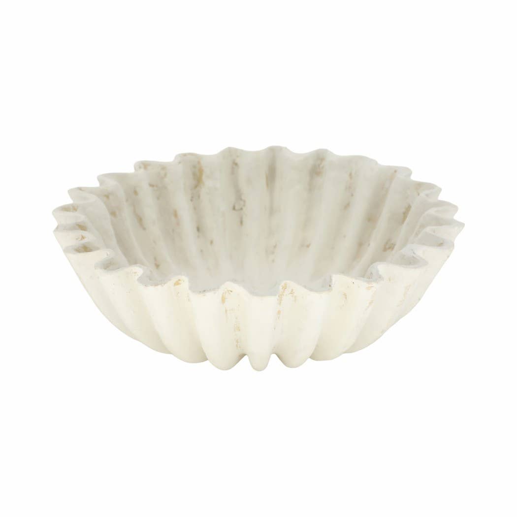 Sagebrook Home - Wholesale Decorative Plate/Dish/Bowl - Decorative Bowl - White Paper Mache Modern Fluted, 13 in.6