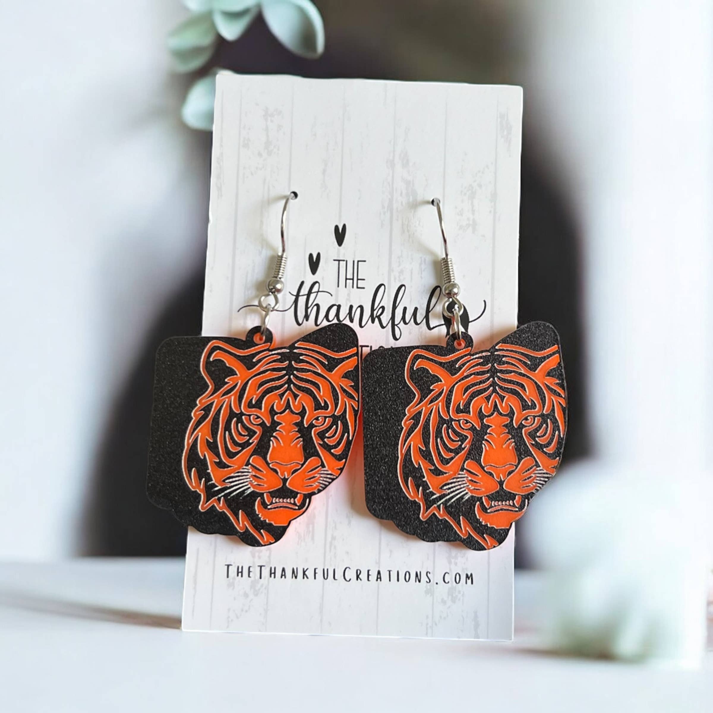 The Thankful Creations LLC - Wholesale Dangle Earrings - Ohio Tiger Cincinnati Team Spirit Earrings Game Day3