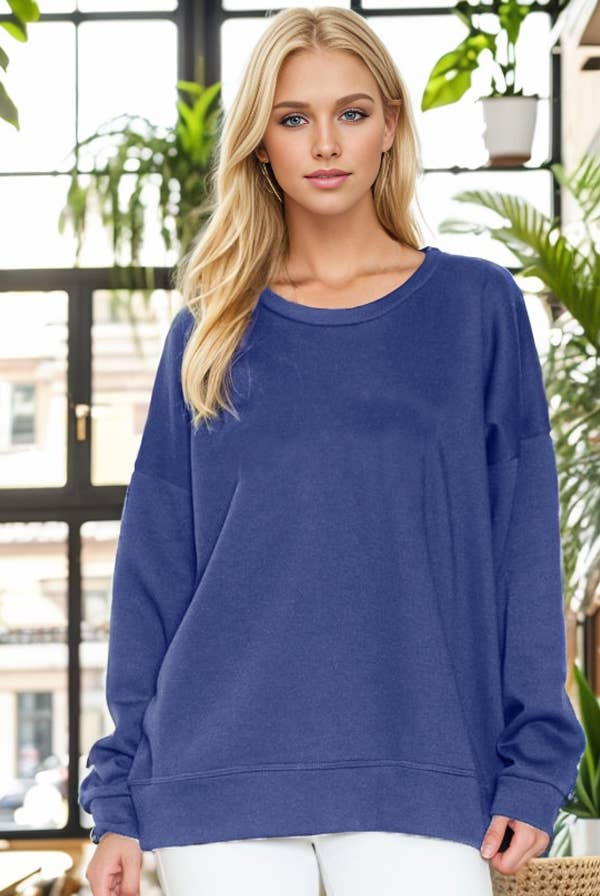 Burgundy Apparel - Vente Sweat-shirt – femme - SWEAT-SHIRT OVERSIZE EN POLAIRE UNIE (NOUVELLES COULEURS)5