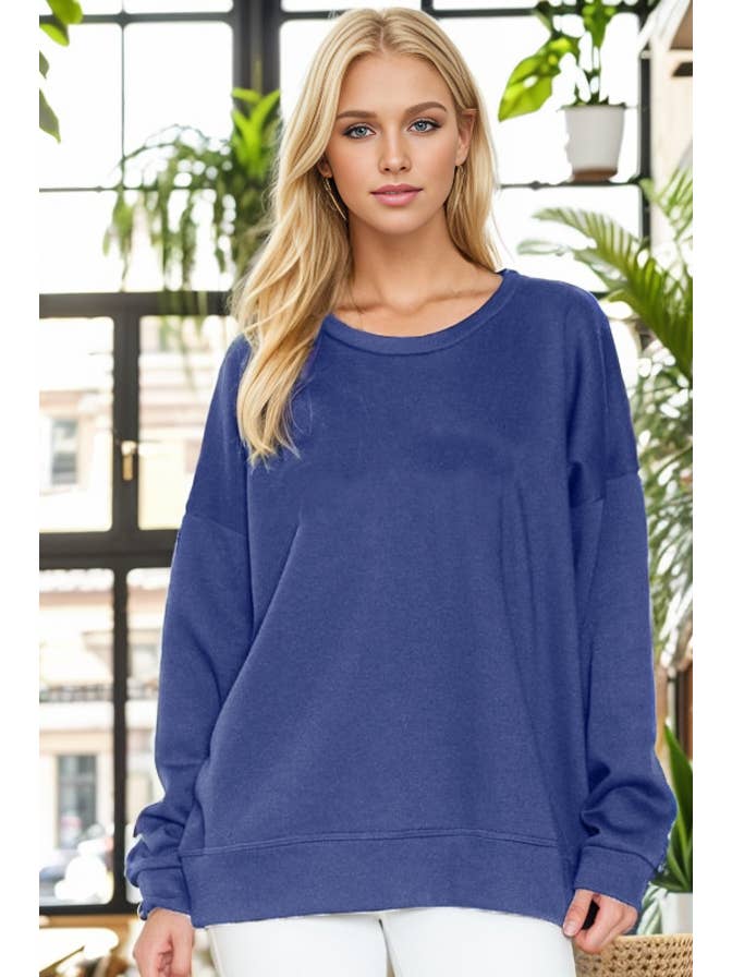 Burgundy Apparel - Wholesale Sweatshirt - Women's - SOLID FLEECE OVERSIZED SWEATSHIRT (NEW COLORS)5