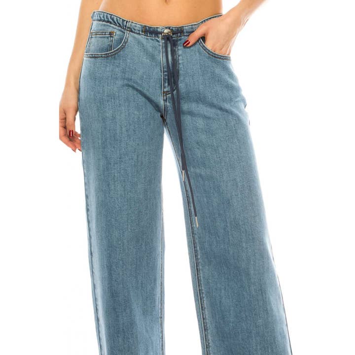 LIGHT COLOR LOW RISE LOSSE FIT DENIM JEAN PANTS for wholesale on Faire