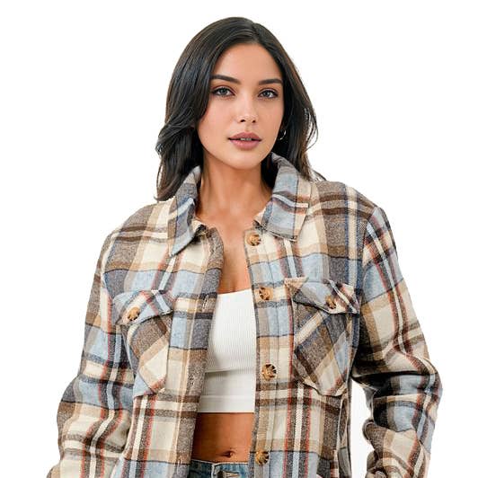 Fur lined plaid flannel shirt jacket shacket with pockets and other Purchase Wholesale flannel jackets. Free Returns & Net 60 Terms on Faire trending on Faire.