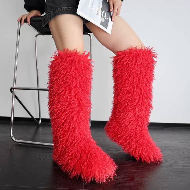 MB Fashion Wholesale - Wholesale Boots - Women's - Every Fashion Knee-High Fluffy Faux Fur Statement Boots 008 RA9