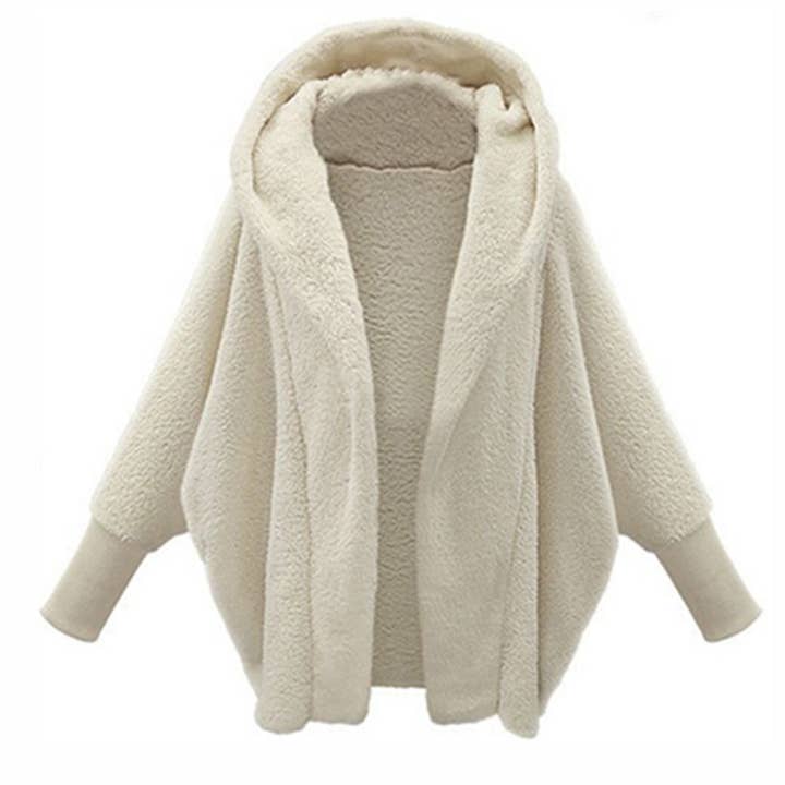 Lily Clothing - Wholesale Coat - Women's - SOLID COLOR LONG SLEEVED HOODED FLUFFY COAT1