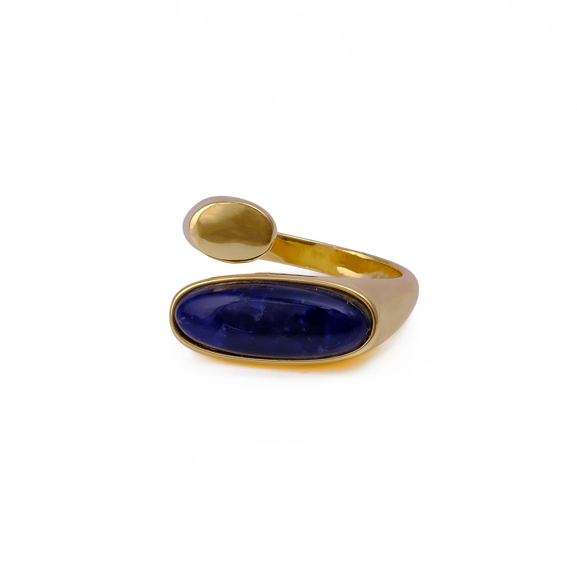 El Joyero - Wholesale Multi-Stone Ring - Sapphire Mojave Jade Oval Gemstone Gold Plated Ring1