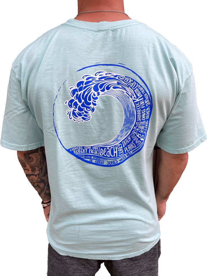 Long Island Beach Wave T-shirt (zeezijde) voor wholesale door Long Island Strong