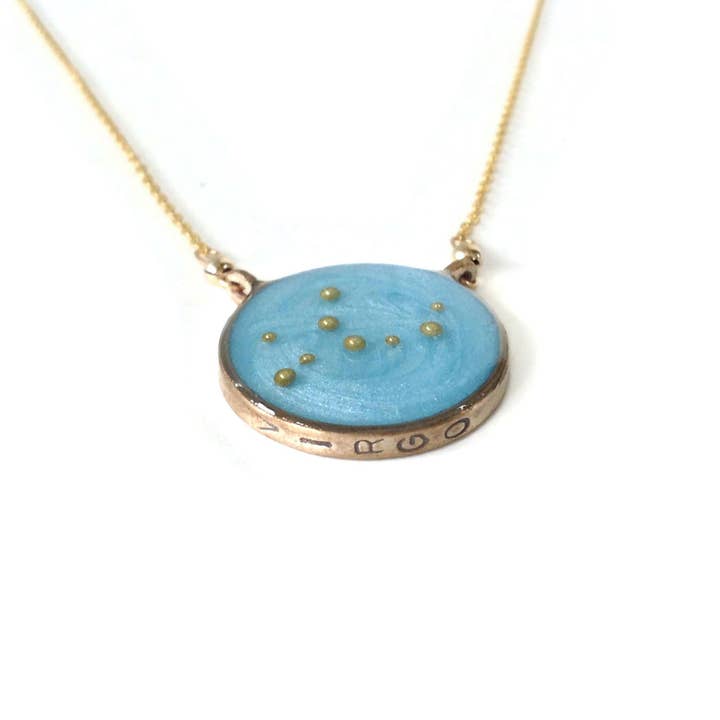 Collier Virgo Constellation bleu ciel pour la vente par Carla De La Cruz Jewelry