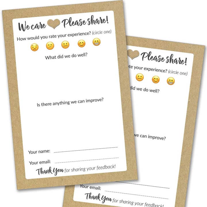 Set of 50 4x6” Suggestion Box Cards - Rustic Comment Cards for wholesale by T Marie
