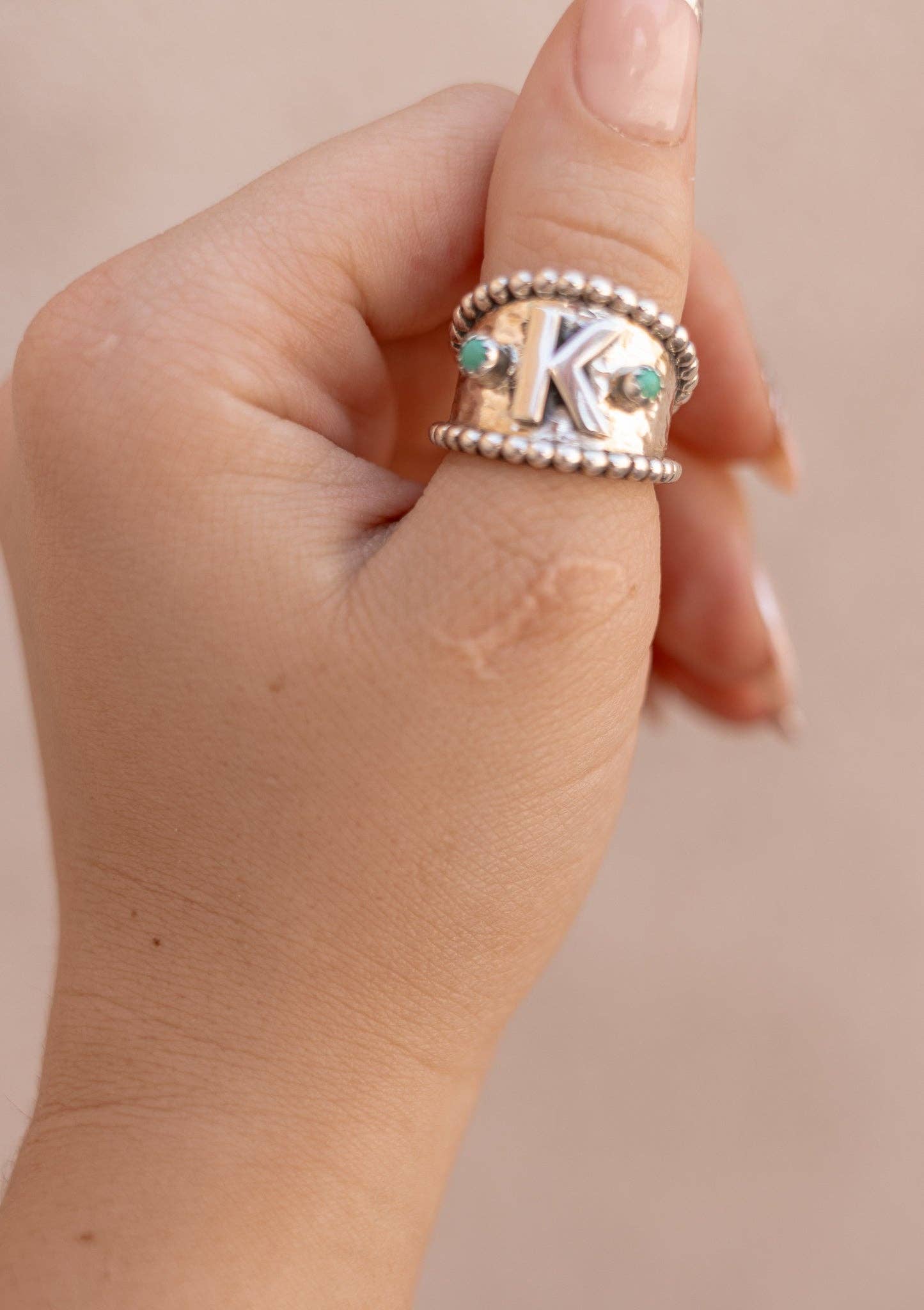 Turquoise Forever Yours Sterling Silver Initial Ring MADE TO ORDER for wholesale on Faire3