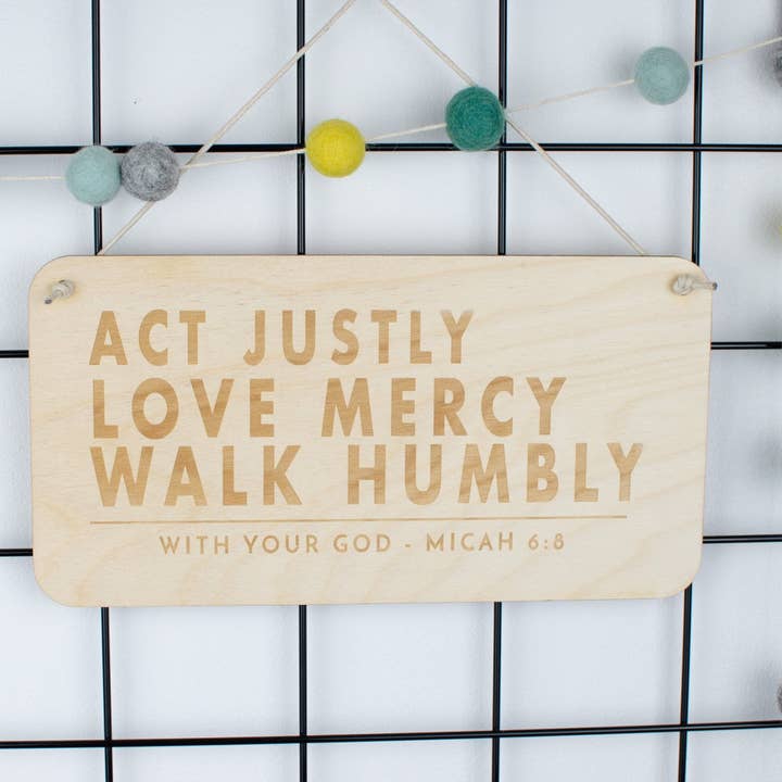 Birch and tides - Wholesale Wall Sign - Micah 6:8 wooden engraved sign