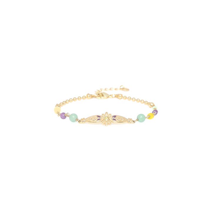 CELINDA justerbart armbånd med mini blomst & kuglekæde for engroshandel hos Franck Herval