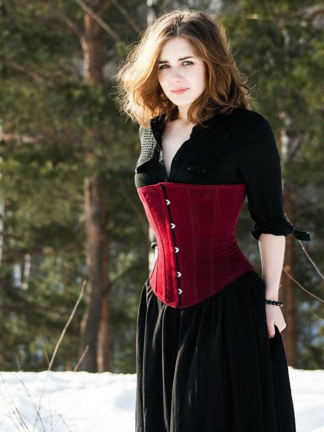 Corsé clásico victoriano de gamuza sintética bajo el pecho, disponible en negro, granate y marrón. Histórico, gótico, steampunk, victoriano, baile de graduación, entrenamiento de cintura para venta al por mayor de corsettery