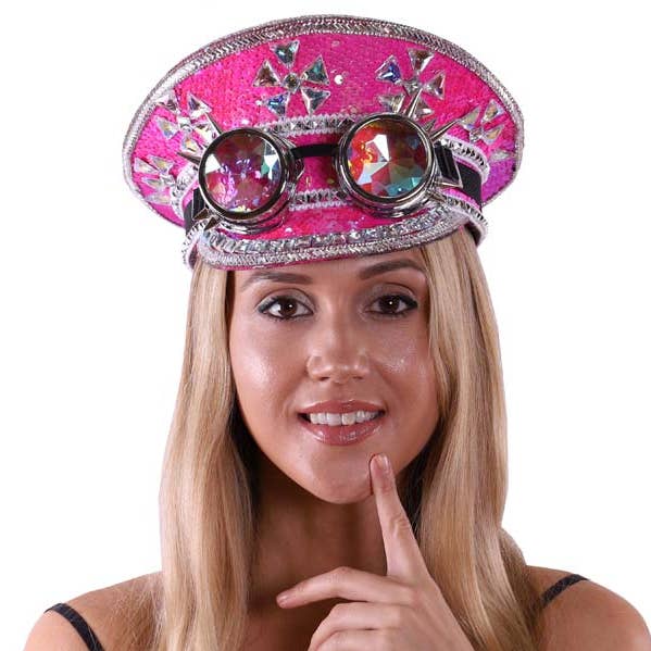 Pink Captain Hat with Goggles for wholesale by KBW Global Corp.