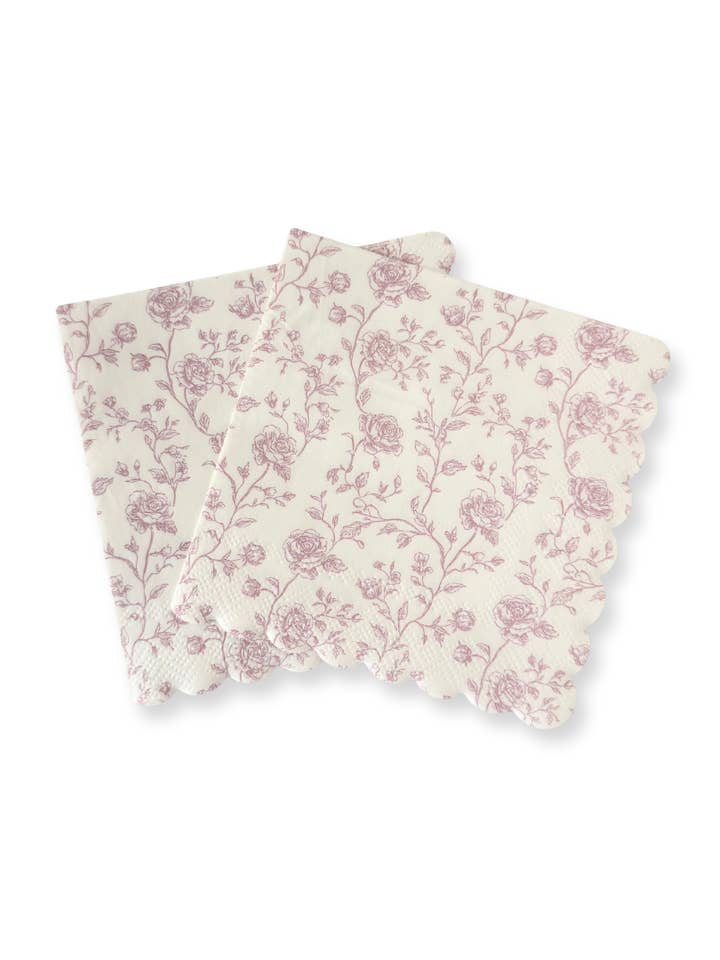 Pink Toile Cocktail Napkins, 12pcs for wholesale by Josi James