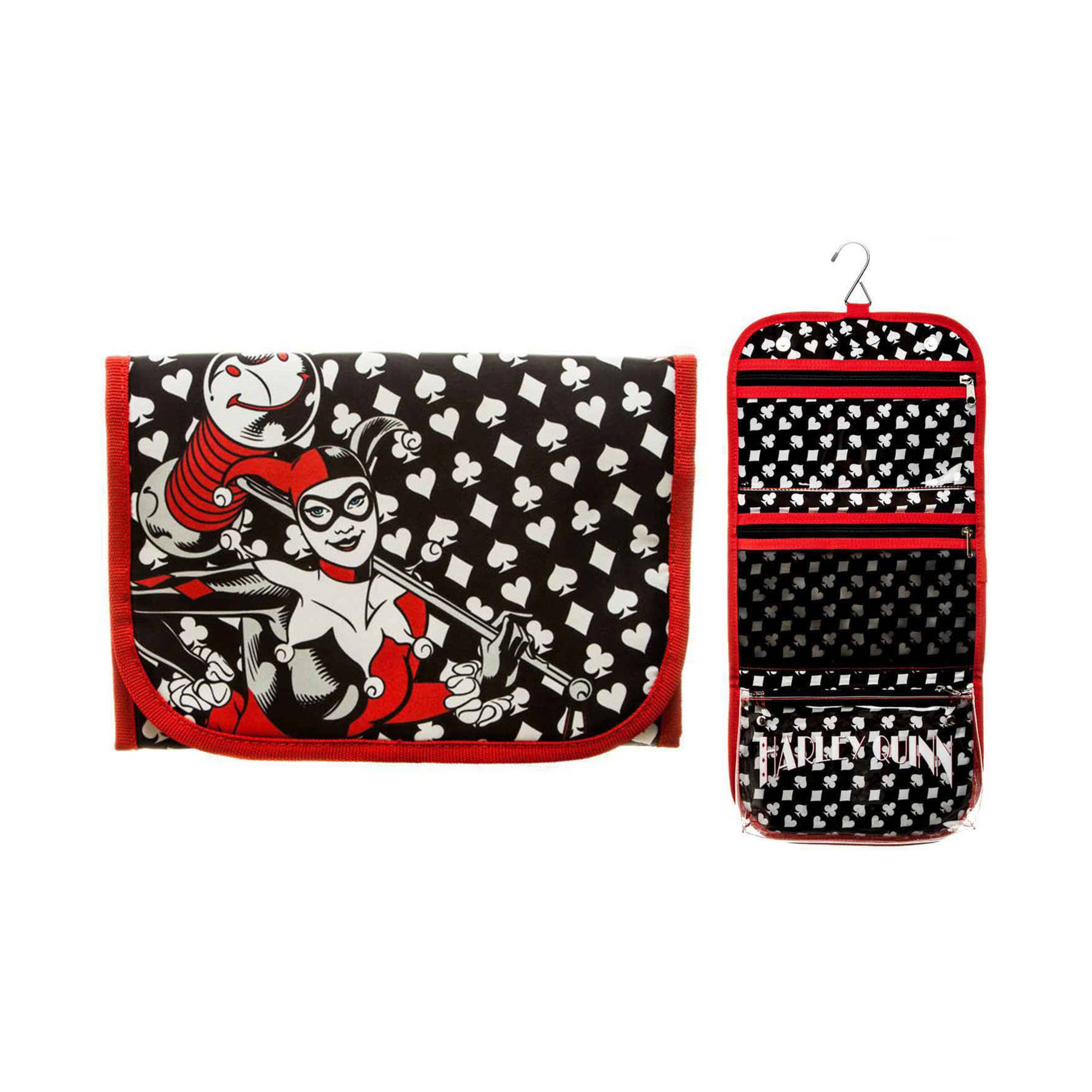 Square Deal Recordings & Supplies - Vendita all'ingrosso Borsa per trucchi/cosmetici - Borsa da viaggio appesa per cosmetici Harley Quinn - 19 x 25 cm