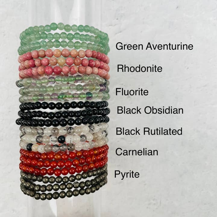Rock Paradise - Wholesale Beaded Bracelet - 4mm Crystal Gemstone Bracelets - You Select the Gemstone -