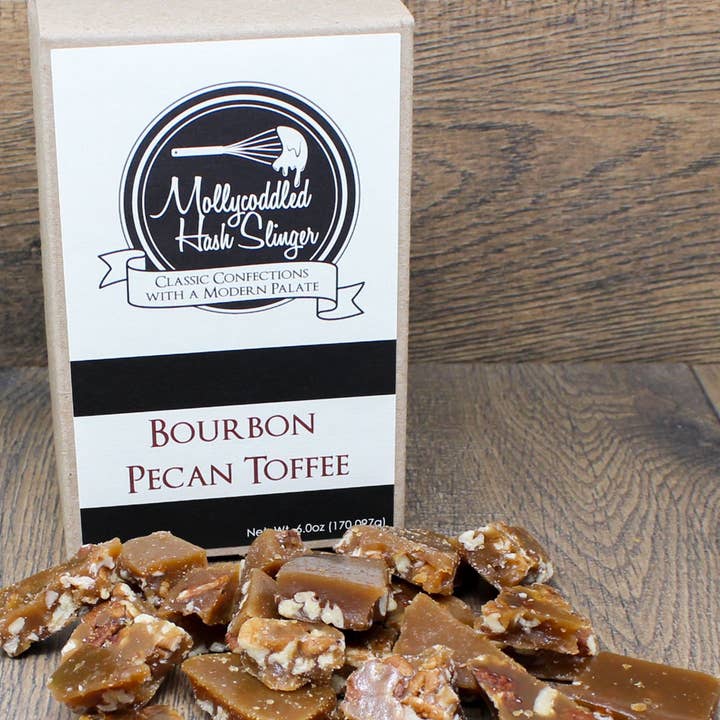 Bourbon Pecan Toffee (Chocolate-free toffee) for wholesale by Mollycoddled Hash Slinger