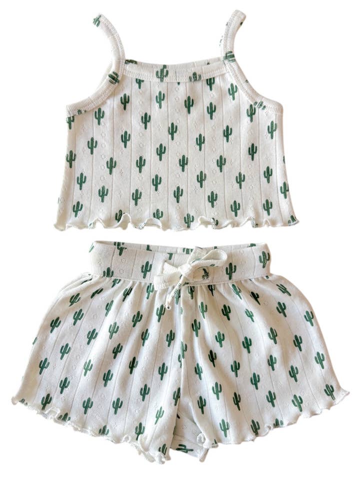 SIIX Collection - Wholesale Top & Short Set - Kids - Cactus / Organic Pointelle Summer Set1