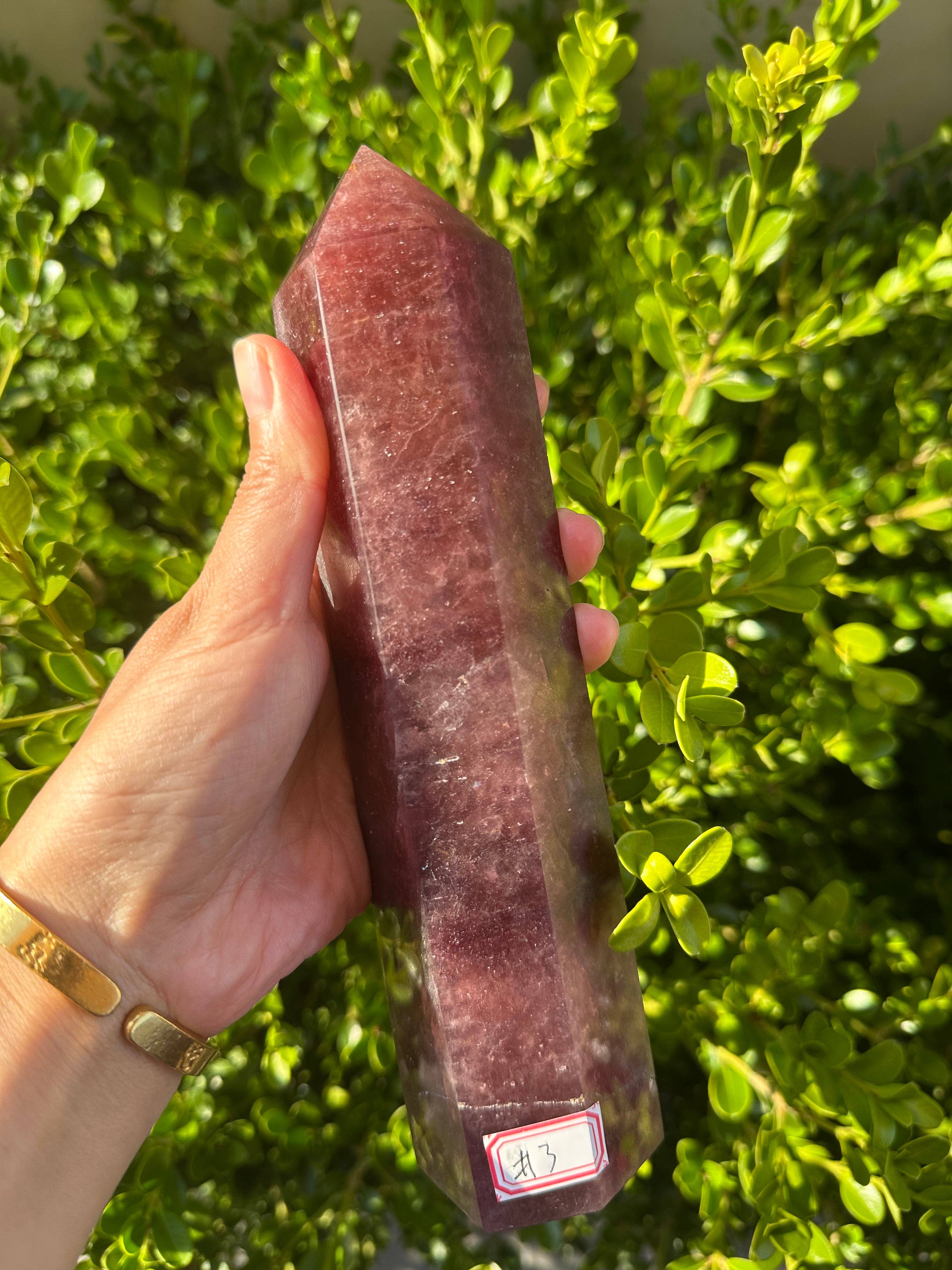 Moon Rituals - Wholesale Spiritual Stone/Crystal - Large Strawberry Quartz Crystal Tower Obelisk – Love & Emotional Healing, Christmas Crystal Gift  #310
