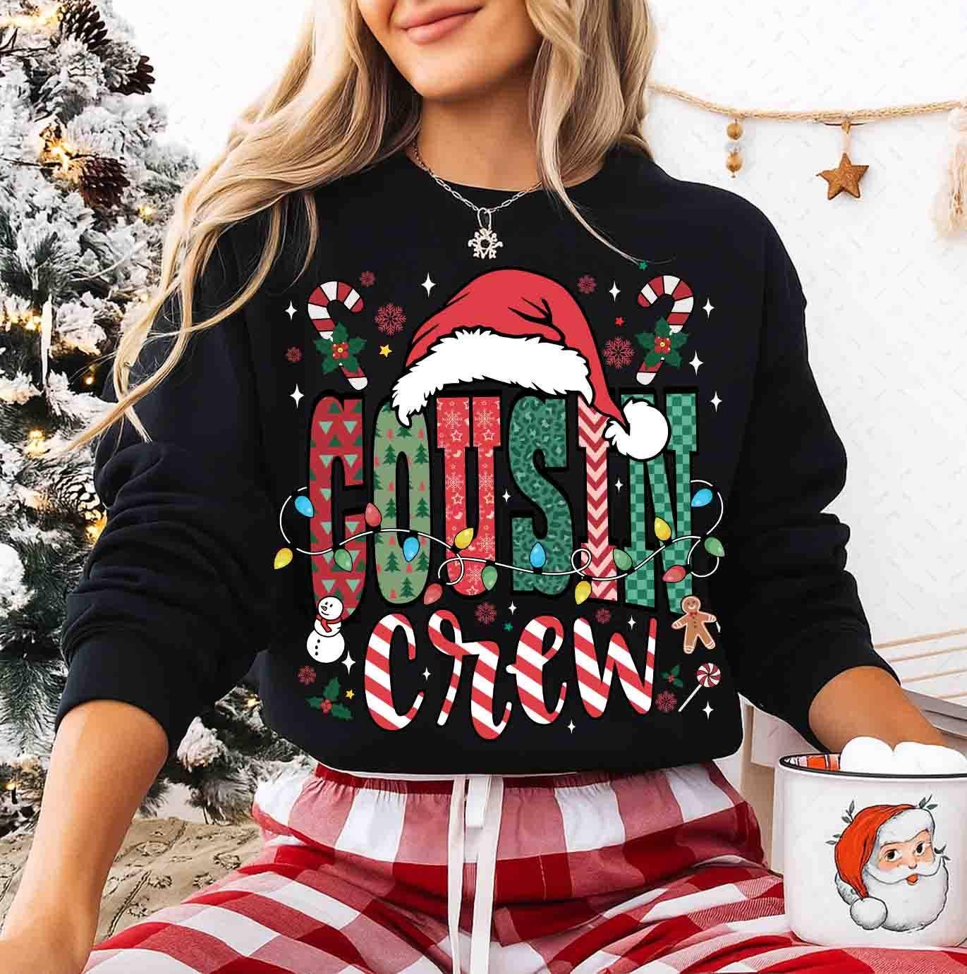 Glaime - Wholesale T-Shirt (Graphic) - Women's - Comfort Colors Matching Christmas Cousin Crew Tee, Retro Tee3