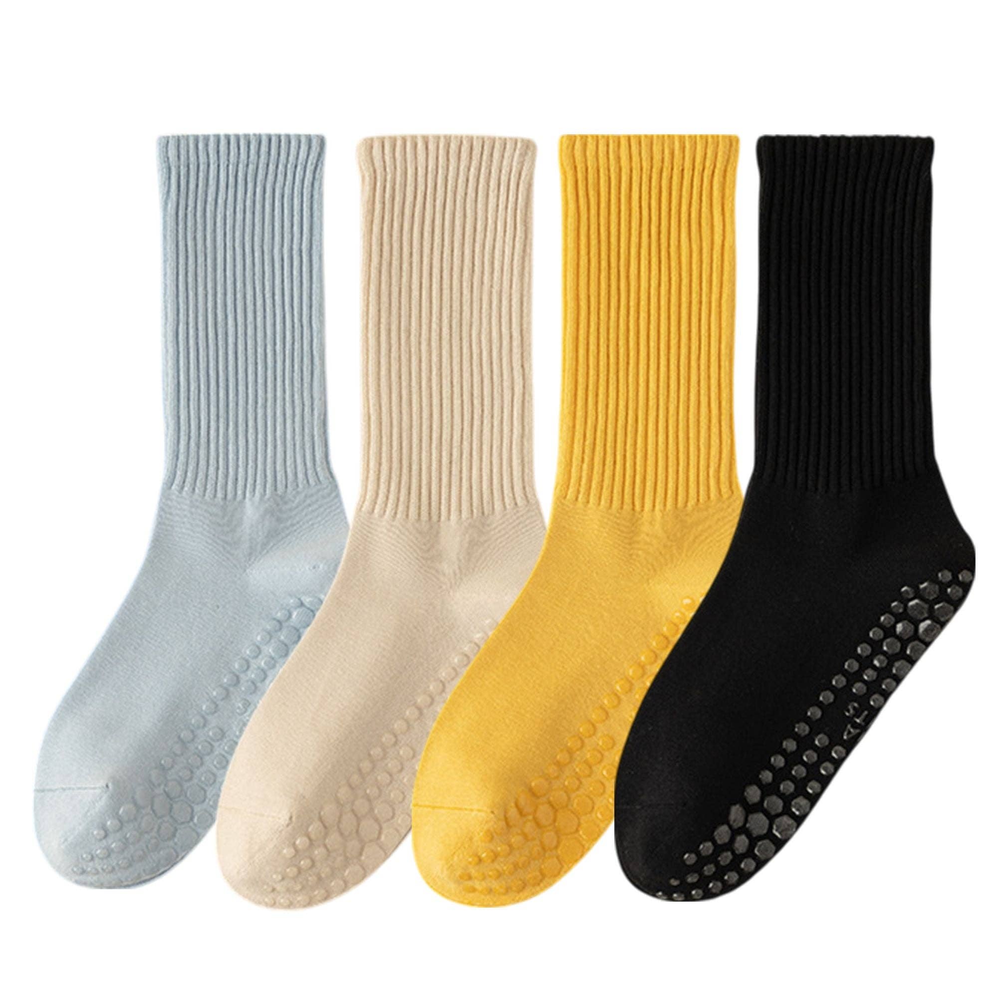 AK Brand - Wholesale Socks – Women's - 4-Pack Anti-Slip Yoga Socks with Grips Comfortable Ribbed De12