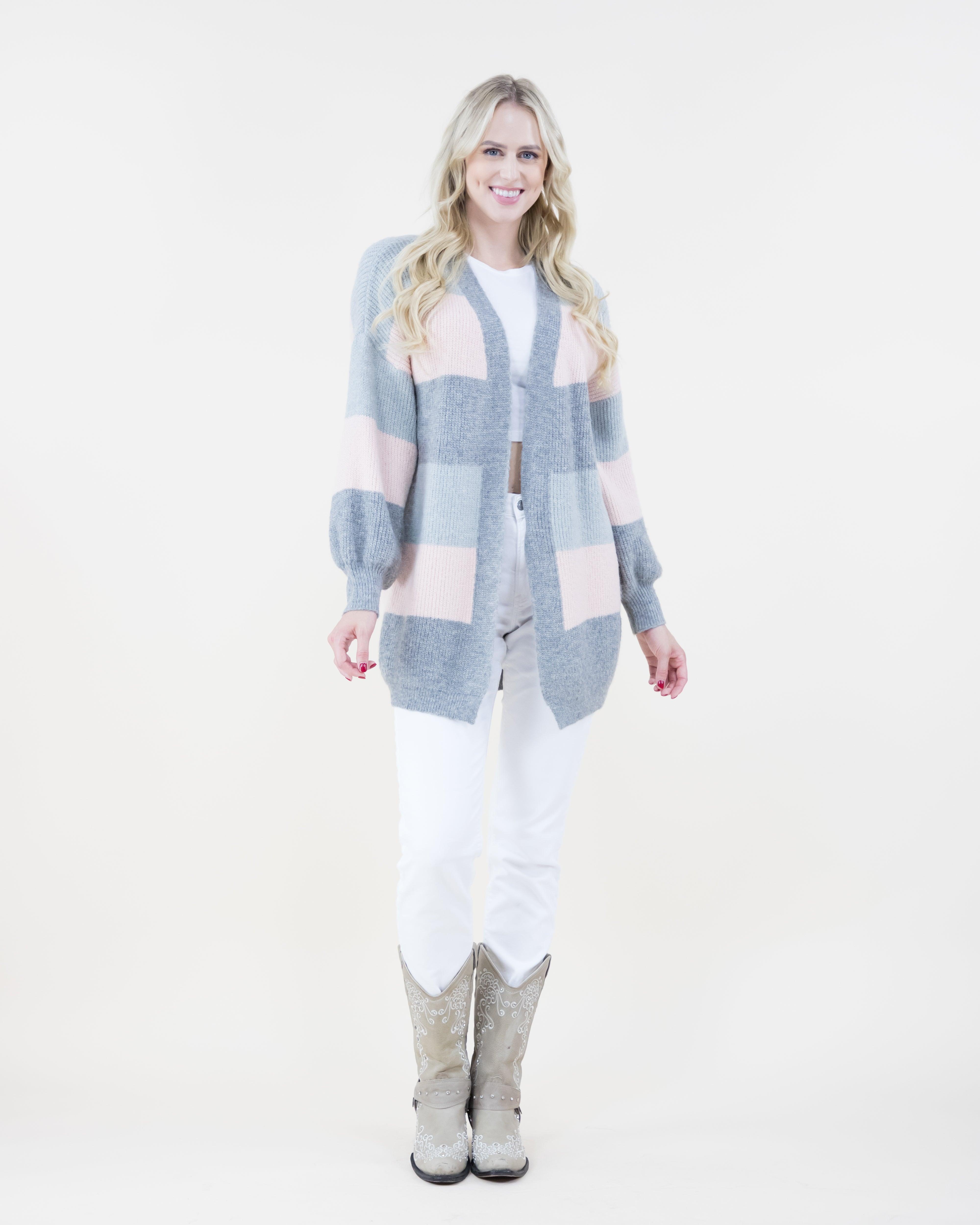 Original USA - Wholesale Cardigan - Women's - Knitted Stripe Cardigan5